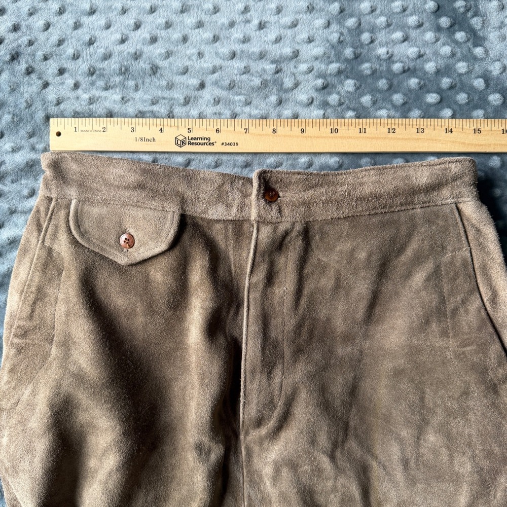 Vintage Ralph Lauren Country Suede Suspender Skirt Brown Western USA Made Moose - Picture 11 of 14